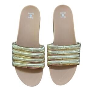 Shade & Shore Padded Gold Slides - 11